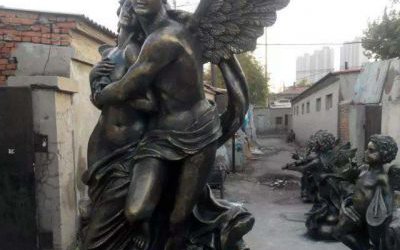 園林景觀愛(ài)神玻璃鋼仿銅西方人物雕塑