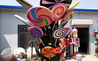 戶外游樂場玻璃鋼彩繪仿真棒棒糖雕塑