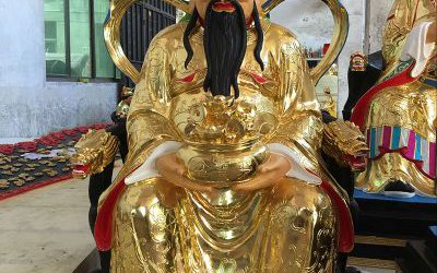 玻璃鋼漆金財神坐像企業招財財神雕塑