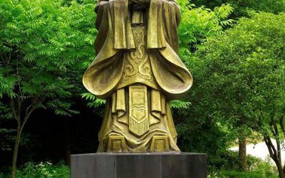 園林景觀歷史人物思想家孔子玻璃鋼仿銅雕塑
