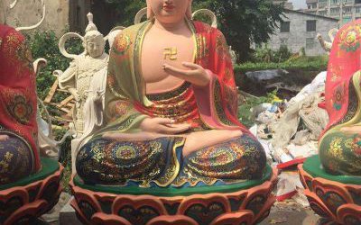 玻璃鋼彩繪廟宇大型佛像五方佛雕塑