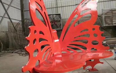 玻璃鋼公園鏤空蝴蝶座椅雕塑