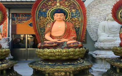 寺廟供奉玻璃鋼彩繪三圣雕塑