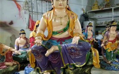 景區(qū)寺廟供奉大型玻璃鋼彩繪觀音雕塑