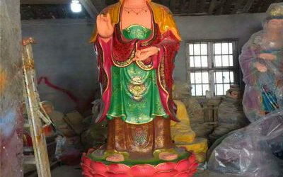 景區(qū)玻璃鋼彩繪神佛供奉西方三圣雕塑