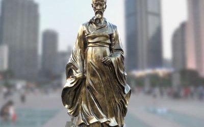 學院玻璃鋼仿銅杰出詩人屈原雕塑像