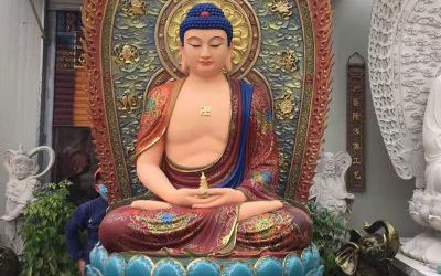 玻璃鋼彩繪寺廟供奉如來(lái)佛祖雕塑