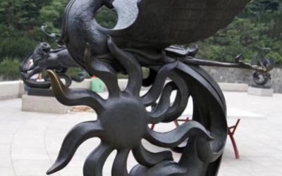 景區(qū)擺放玻璃鋼抽象朱雀雕塑