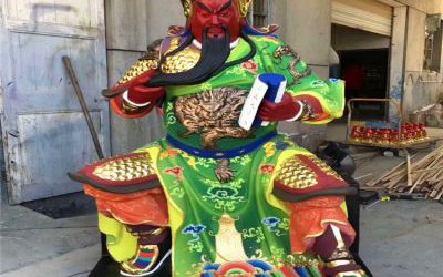 寺廟大型景觀玻璃鋼彩繪關(guān)公雕塑