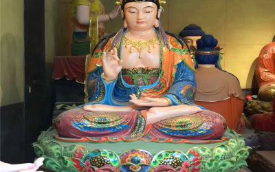 景區(qū)玻璃鋼彩繪佛像三圣雕塑