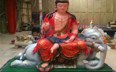 寺廟玻璃鋼彩繪大型佛像文殊普賢雕塑