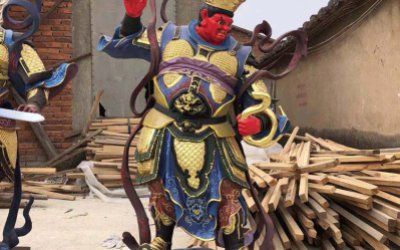 寺廟玻璃鋼彩繪廣目天王雕塑