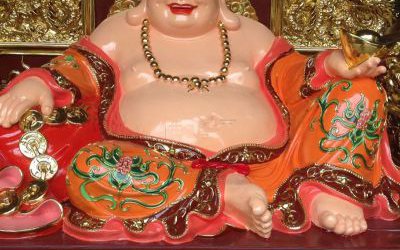 寺廟大型玻璃鋼彩繪彌勒佛雕塑