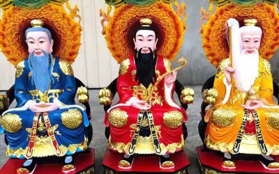 寺廟供奉玻璃鋼彩繪佛像三清祖師雕塑