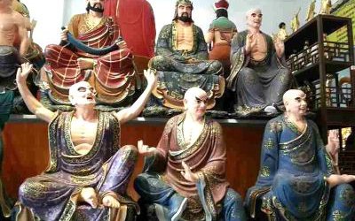 戶外景區大型景觀玻璃鋼彩繪十八羅漢雕塑