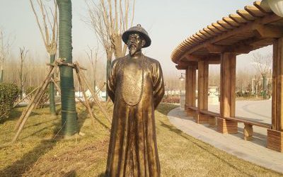 學院廣場晚晴愛國英雄林則徐玻璃鋼仿銅雕塑