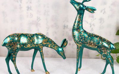 室內(nèi)裝飾品玻璃鋼彩繪創(chuàng)意梅花鹿雕塑