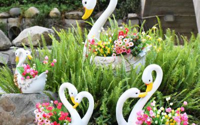 庭院玻璃鋼天鵝公園景觀創意擺件花盆雕塑