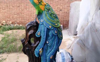 商場景區(qū)玻璃鋼彩繪仿真動(dòng)物孔雀雕塑