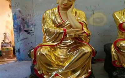 玻璃鋼彩繪漆金大型景觀十八羅漢雕塑