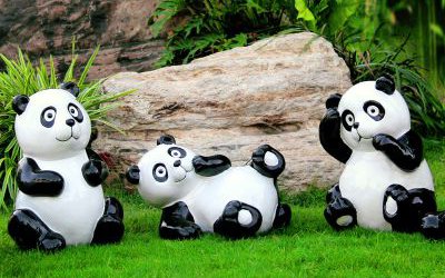 學(xué)校小區(qū)公園廣場(chǎng)卡通熊貓玻璃鋼雕塑