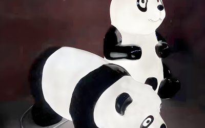 發光熊貓玻璃鋼雕塑擺件