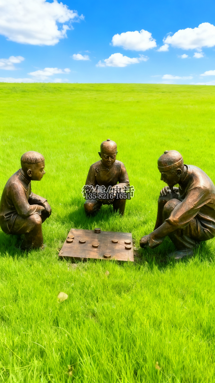 玻璃鋼下棋雕塑